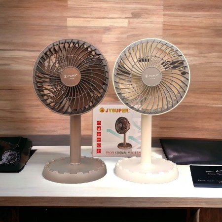 JYSUPER JY-2218 Rechargeable Strong Wind Auto Rotatable Low Noise Professional Mini Table / Desk Fan