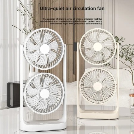 Double-Head High Wind Air Circulation Desktop Fan Portable Double-Layer Cooling Fan