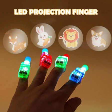 4 Pcs Random Color Kids LED Flashing Light Ring Cartoon Glowing Finger Rings