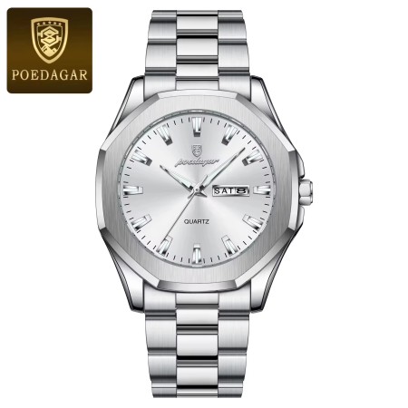 Poedagar Mens Quartz Watch  Stainless Steel 725c silver