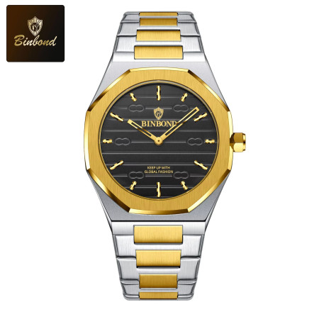 Binbond 818 Luxury Mens Analog Quartz Wrist Watch Toton black