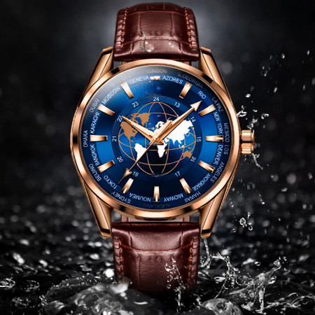 Luxury Brand Sport Leather Luminous Clock - Watch Olive Brown & Blue T