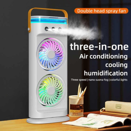 Rechargeable Remote Control Double Head Spray Cooling Fan