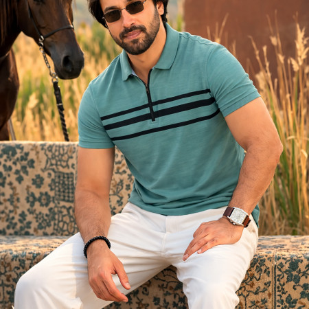 Premium Polo Shirt Half Sleeve - Sea Light Green