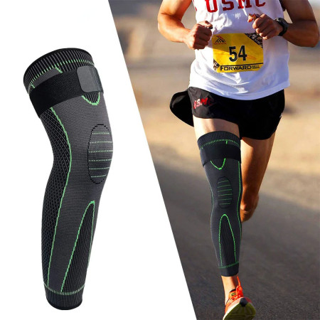 Sport Full Leg Compression Sleeves Knee Braces Support Protector 1pcs Green